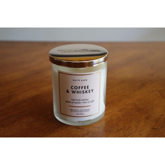Lot of 2 Bath & Body Works White Barn COFFEE & WHISKEY Single Wick Candles 8 oz - Picture 2 of 11